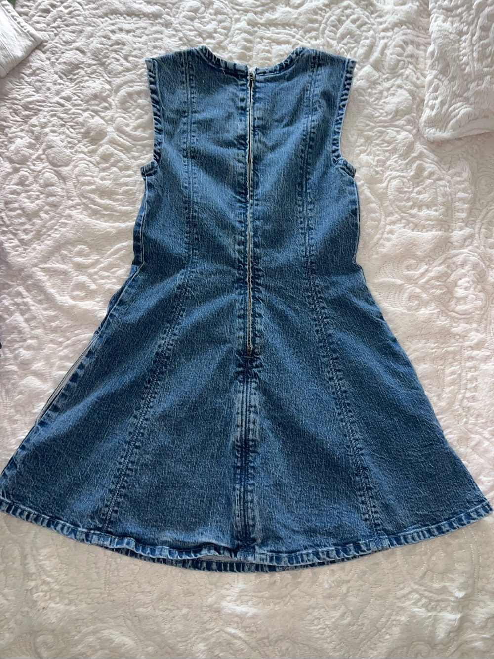 Abercrombie & Fitch A-Line Sleeveless Denim Mini Dress - Blue - Picture 2 of 9
